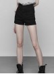 Steam Punk Female Black Hollowed Back Cross Shorts