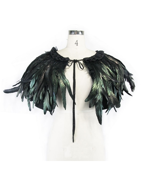 Gothic Black Lace Feather Shawl