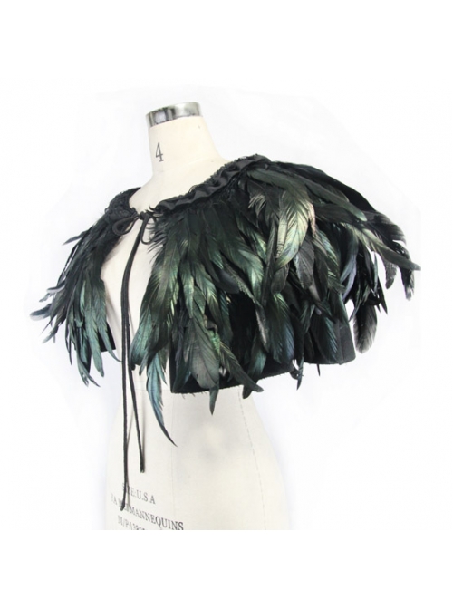 Gothic Black Lace Feather Shawl