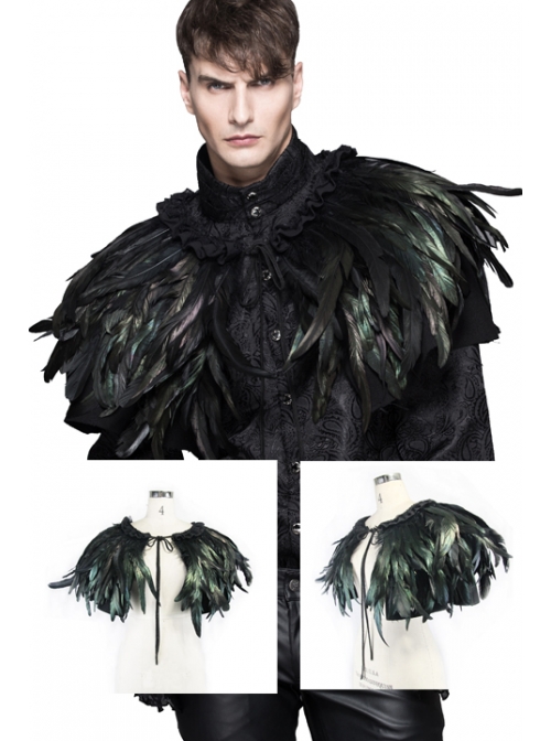 Gothic Black Lace Feather Shawl