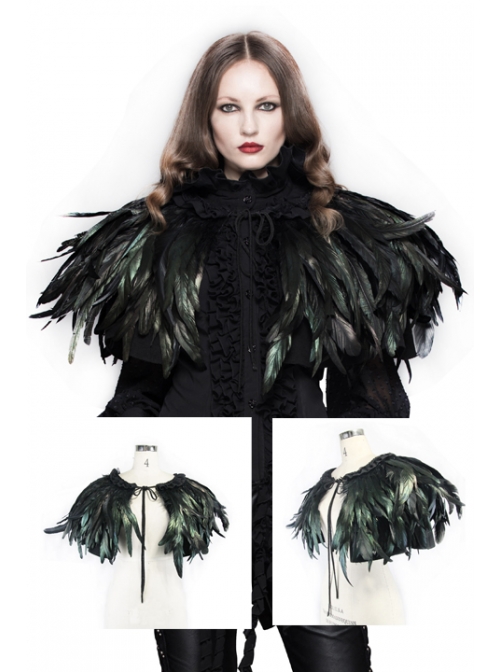Gothic Black Lace Feather Shawl