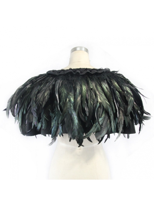 Gothic Black Lace Feather Shawl
