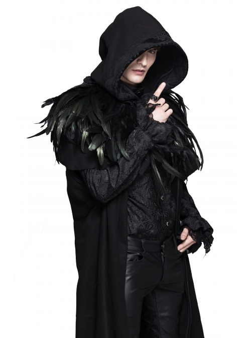 Gothic Black Lace Feather Shawl