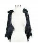 Gothic Shoulder Detachable Rose Macrame Hem Black Feather Lace Shawl