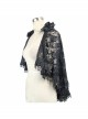 Gothic Shoulder Detachable Rose Macrame Hem Black Feather Lace Shawl