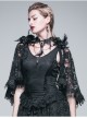 Gothic Shoulder Detachable Rose Macrame Hem Black Feather Lace Shawl
