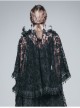 Gothic Shoulder Detachable Rose Macrame Hem Black Feather Lace Shawl