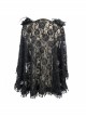 Gothic Shoulder Detachable Rose Macrame Hem Black Feather Lace Shawl