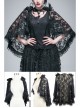 Gothic Shoulder Detachable Rose Macrame Hem Black Feather Lace Shawl