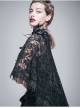Gothic Shoulder Detachable Rose Macrame Hem Black Feather Lace Shawl