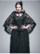 Gothic Shoulder Detachable Rose Macrame Hem Black Feather Lace Shawl