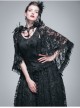 Gothic Shoulder Detachable Rose Macrame Hem Black Feather Lace Shawl