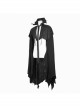 Gothic Irregular Design Black Cracked Distressed Knit Cotton-Linen Cloak