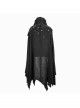 Gothic Irregular Design Black Cracked Distressed Knit Cotton-Linen Cloak