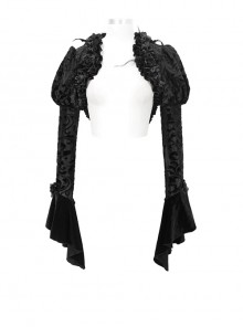 Black Composite Gothic Flocking Feather Rose Lace  Collar Small Shawl