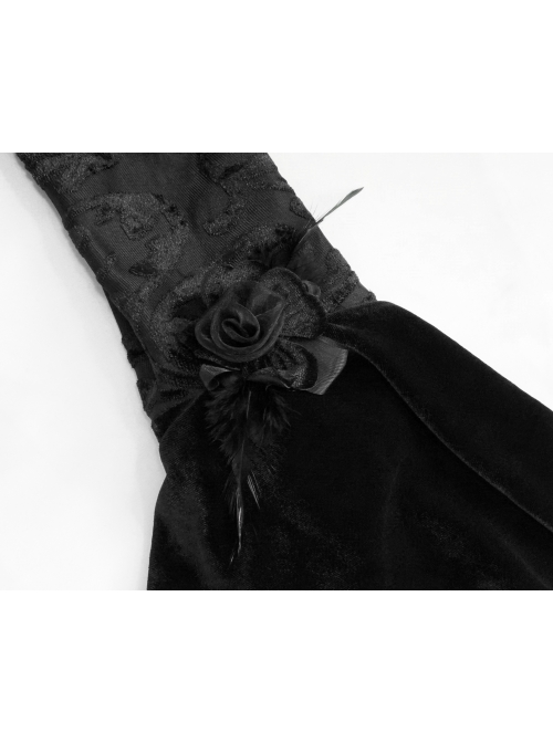 Black Composite Gothic Flocking Feather Rose Lace  Collar Small Shawl