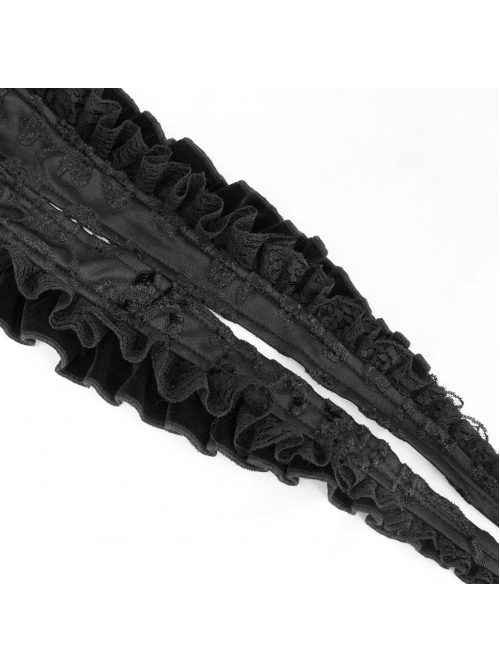 Black Composite Gothic Flocking Feather Rose Lace  Collar Small Shawl