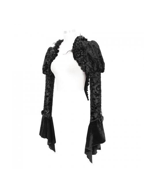 Black Composite Gothic Flocking Feather Rose Lace  Collar Small Shawl