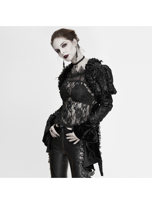 Black Composite Gothic Flocking Feather Rose Lace  Collar Small Shawl
