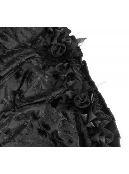 Black Composite Gothic Flocking Feather Rose Lace  Collar Small Shawl