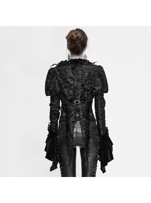Black Composite Gothic Flocking Feather Rose Lace  Collar Small Shawl