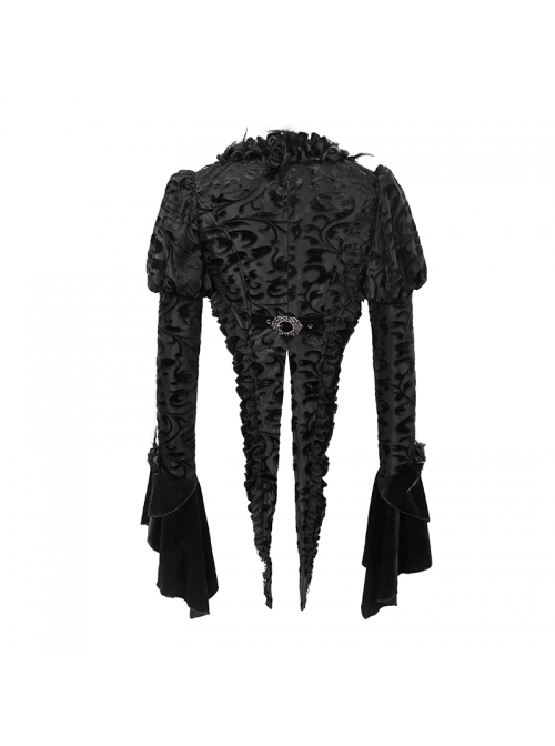 Black Composite Gothic Flocking Feather Rose Lace  Collar Small Shawl