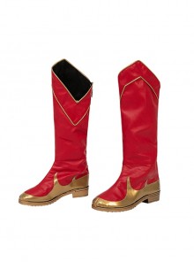 Captain Marvel II Ms. Marvel Combat Clothing Halloween Cosplay Accessories Red Zippered Boots
