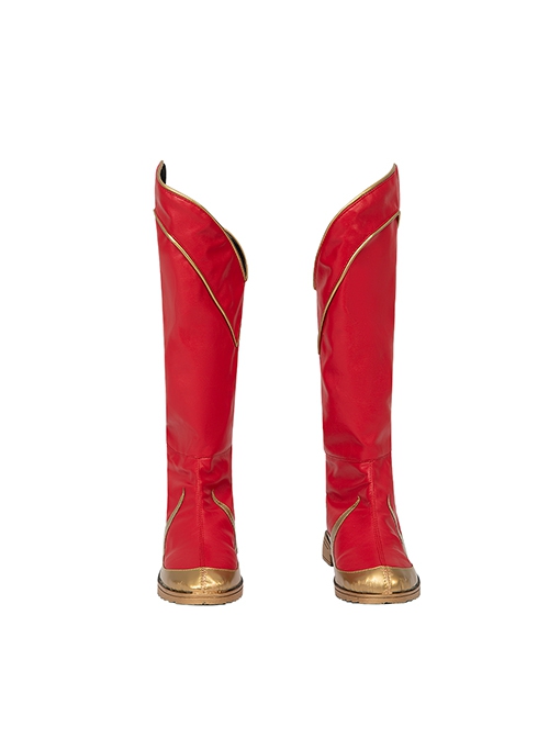 Captain Marvel II Ms. Marvel Combat Clothing Halloween Cosplay Accessories Red Zippered Boots