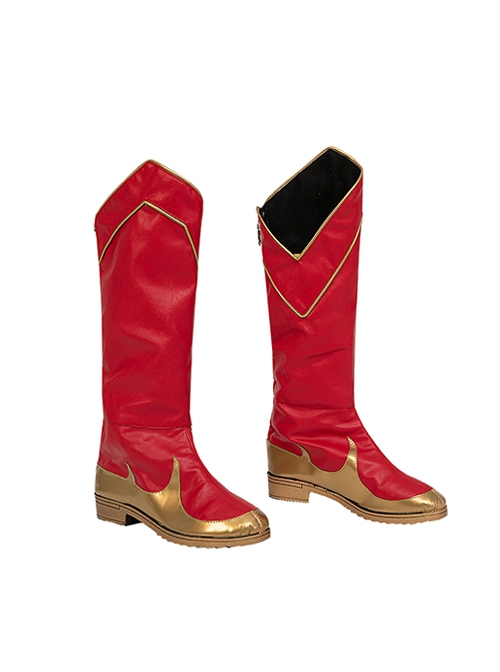Captain Marvel II Ms. Marvel Combat Clothing Halloween Cosplay Accessories Red Zippered Boots