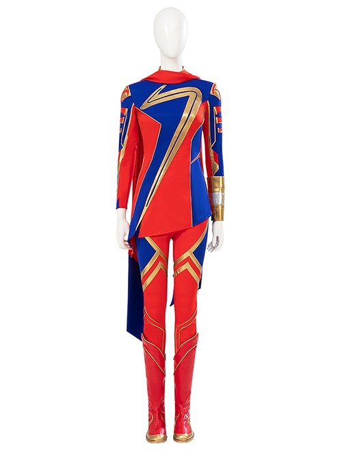 Captain Marvel II Ms. Marvel Combat Clothing Halloween Cosplay Accessories Red Zippered Boots