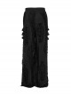 Personalized Black Horizontal Striped Hole Side Metal Ring Webbing Paired With Adjustable Elastic Elastic Waistband Gothic Style Loose Trousers