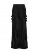 Personalized Black Horizontal Striped Hole Side Metal Ring Webbing Paired With Adjustable Elastic Elastic Waistband Gothic Style Loose Trousers