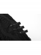 Personalized Black Horizontal Striped Hole Side Metal Ring Webbing Paired With Adjustable Elastic Elastic Waistband Gothic Style Loose Trousers