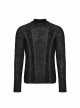 Handsome Black Stretch Three-Dimensional Jacquard Knitted Front Symmetrical Rope Gothic Round Neck Men's T-Shirt