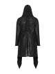 Black Loose Taped Knitted Pointed Hem With Eyelet String Gothic Style Hooded Long Coat
