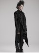 Black Loose Taped Knitted Pointed Hem With Eyelet String Gothic Style Hooded Long Coat