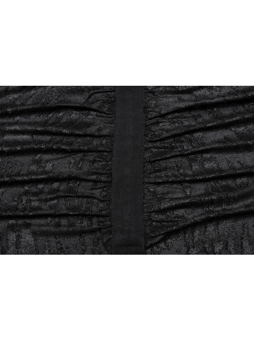 Black Loose Taped Knitted Pointed Hem With Eyelet String Gothic Style Hooded Long Coat
