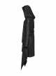 Black Loose Taped Knitted Pointed Hem With Eyelet String Gothic Style Hooded Long Coat