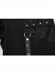 Personalized Black Stretch Twill Spliced Cracked Leather Front Removable Leather Tab With Metal Studs Embellished Punk Style Wide Leg Trousers