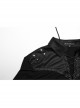 Black Stretch Knit Patchwork Taped Shirt Collar Front Eyelet String Punk Style Long Sleeved T-Shirt