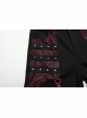 Personalized Black Red Stretch Twill Spliced Cracked Leather Front Removable Leather Tab With Metal Studs Embellished Punk Style Wide Leg Trousers