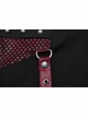 Personalized Black Red Stretch Twill Spliced Cracked Leather Front Removable Leather Tab With Metal Studs Embellished Punk Style Wide Leg Trousers