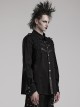 Symmetrical Black Micro Elastic Twill Hollow Hole Punk Style Decadent Long Sleeved Shirt