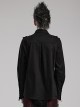 Symmetrical Black Micro Elastic Twill Hollow Hole Punk Style Decadent Long Sleeved Shirt