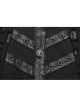 Symmetrical Black Micro Elastic Twill Hollow Hole Punk Style Decadent Long Sleeved Shirt