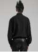 Black Non Stretch Embroidered Woven Patch Pockets Shoulder Straps Gothic Handsome Shirt