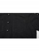 Black Non Stretch Embroidered Woven Patch Pockets Shoulder Straps Gothic Handsome Shirt