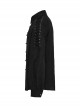 Black Non Stretch Embroidered Woven Patch Pockets Shoulder Straps Gothic Handsome Shirt
