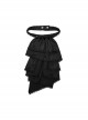 Black Lightweight Jacquard Asymmetric Wavy Smocked Gothic Dark Pattern Bow Tie