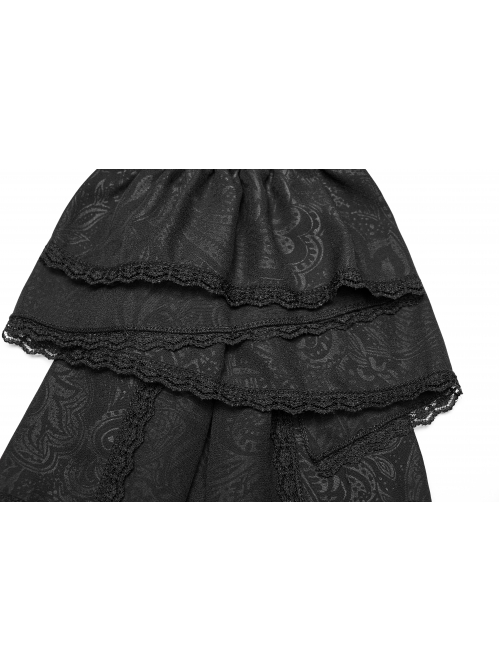 Black Lightweight Jacquard Asymmetric Wavy Smocked Gothic Dark Pattern Bow Tie